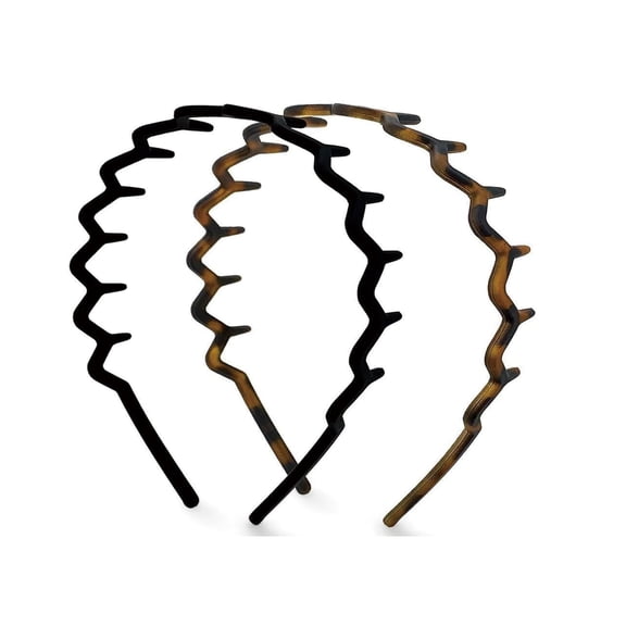 Wavy Comb Zig Zag Hair Hoop – Teeth Grip Non-Slip Plastic Headband, Vintage 90s Style Comfort Hair Bands for Women Girls, Durable Retro Design