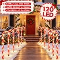 thumbnail image 3 of 30" 10PK 120LED Christmas Candy Cane Pathway Lights Outdoor Yard Decoration 8 Lighting Modes Flashing Outdoor Thicken Lighted Christmas Candy Decor for Garden, 3 of 13