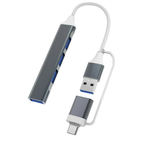 PRINxy Mini USB Hub Extensions,4 Port USB 3 0 Hub,2 0 Hub,USB Adapter Station,Ultra Slim Portable Data Hub,USB Splitter Aluminum Gray