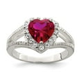thumbnail image 3 of 925 Sterling Silver Red Cubic Zirconia Heart Ring Size 8, 3 of 5
