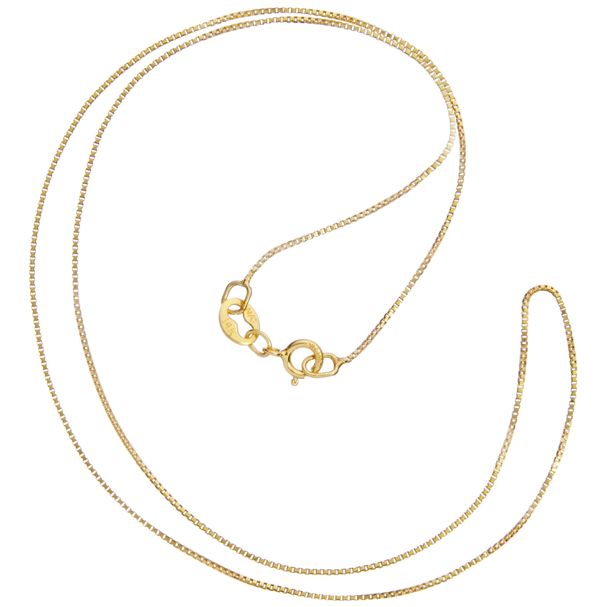 Men 14K Yellow Gold Plated 3D Cut 1mm Thin Detail 50cm Long Small Chain Necklace 