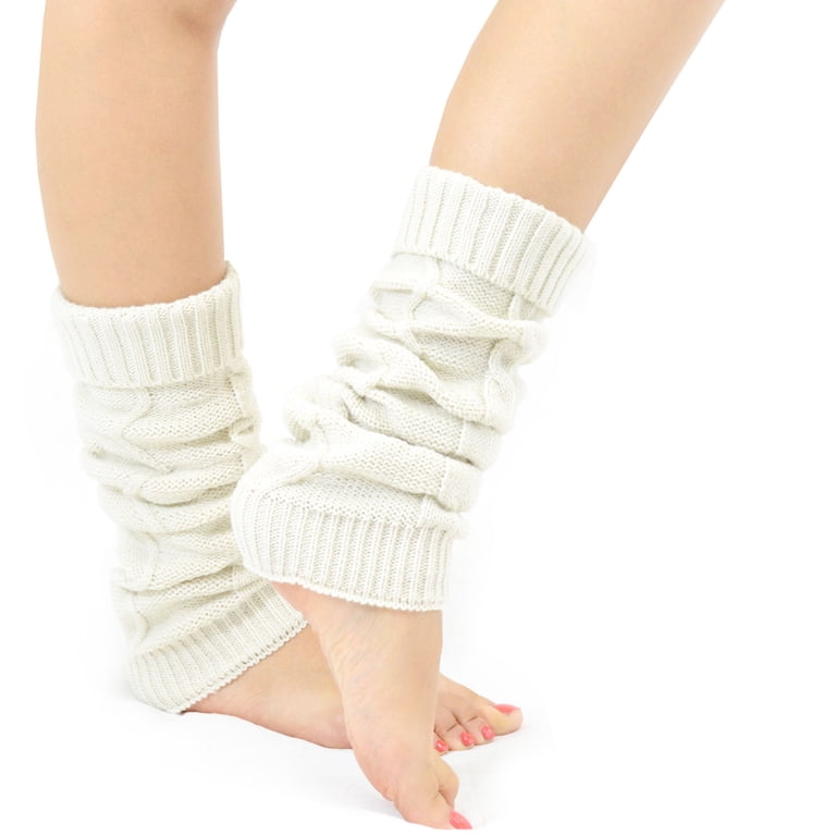 TeeHee Women's Fashion Leg Warmers, 3-Pack Assorted Colors, Cable