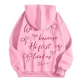 thumbnail image 5 of Fshinging Hoodie Sweatshirt For Women Bow Letter Graphic Long Sleeve Drawstring With Pockets Plus Size Clothes, 5 of 7