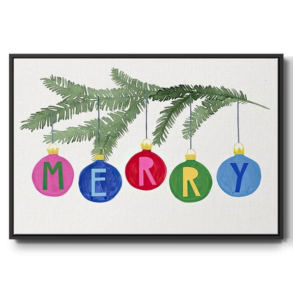 Colorful Christmas Collection A - Framed Gallery Wrapped Holiday Canvas - 17 x 25 - Black Frame