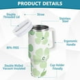 thumbnail image 2 of Yayeee 40oz Stainless Steel Tumbler with Straw and Handle Double-Wall Insulated Travel Water Bottle, Green Floral, 2 of 8