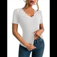 thumbnail image 3 of Camisetas de Corta con Cuello en V y Encaje para Mujer, Camisetas Básicas Ajustadas de Punto Acanalado, Estilo Informal de Verano para Negocios XL, 3 of 10