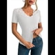 thumbnail image 3 of Camisetas de Corta con Cuello en V y Encaje para Mujer, Camisetas Básicas Ajustadas de Punto Acanalado, Estilo Informal de Verano para Negocios L, 3 of 10
