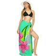 thumbnail image 2 of HAPPY BAY Women's Beach Bikini Swimwear Swim Cover up Wrap Skirt Bathing suit Summer Wraps Beachwear Sarong Coverups Swimsuits for Women One Size Green, Floral, 2 of 5
