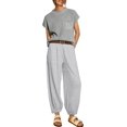 thumbnail image 1 of ORUYROP Ensemble 2 Pcs pour Femmes Ensemble de Détente Tendance Pull Tricoté Manches Courtes Mode, 1 of 6