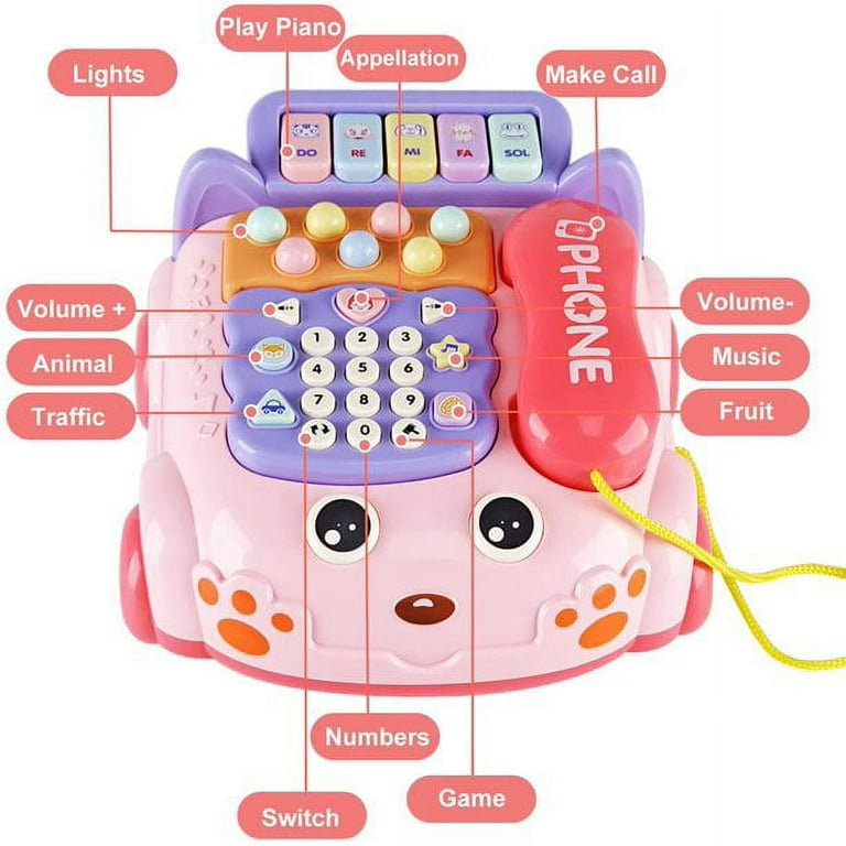 TOYANDONA Enfants Bois Téléphone Jouet Bébé Téléphone Jouet Cartoon