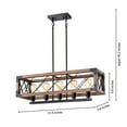 thumbnail image 3 of The Lighting Store Aurora Antique Black Rectangular Metal and Natural Wood Chandelier, 3 of 4