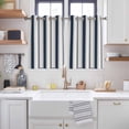 thumbnail image 2 of Navy Blue Beige Kitchen Curtains Short 54 Inch Length, Retro Simple Abstract Vertical Stripes Grommet Top Bedroom Living Room Curtains, Light Filtering Cafe Curtain Drapes 2 Panels Set 84''x54'', 2 of 9