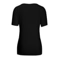 thumbnail image 4 of Camiseta de manga corta suelta con cuello en V de encaje sólido a la moda para mujer Pompotops  hkajfhjk471002, 4 of 8