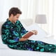 thumbnail image 4 of Balery Blue Floral with Butterflies Pijama para Hombre de Dos Piezas con Manga Larga, Conjunto de Dormir y Descanso Suave con Bolsillos-Small, 4 of 4