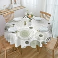 thumbnail image 3 of Pine Leaves Red Pine Cones Texture Tablecloths for Dining Table Waterproof Round Table Cover for Kitchen Living Room, 3 of 6