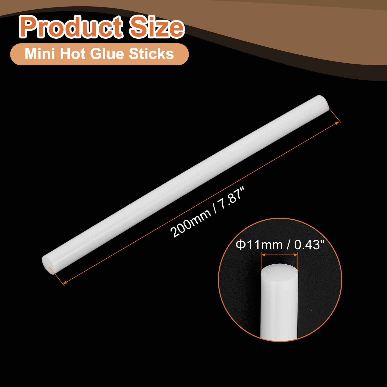 24 Pack Mini Hot Glue Sticks, 0.43" Dia x 7.87" Long EVA Glue Gun Sticks, White for DIY Projects