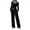 Black, variant on Women's Two-Piece Matching Loungewear Set, Stylish Suit, Sweater Top and Wide-Leg Pants Tracksuit, Elegant and Comfortable Home Wear,Khaki,L