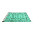 thumbnail image 2 of Ahgly Company Machine Washable Indoor Square Abstract Turquoise Blue Modern Area Rugs, 7' Square, 2 of 4