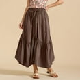 thumbnail image 2 of Women's Boho Tiered Maxi Skirt – Adjustable Elastic Waist Pleated A-Line Long Beach Skirt with Ruffle Flowy Layers, Summer 2025 Fashion, 2 of 7