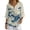 Cloud Wave Print, variant on Loose Fit Imitation Linen-Like Blouse, Vertical Stripe Print V Neck Button Down Ladies Half Sleeve Blouse for Vacation Spring Summer, Size Medium