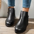 thumbnail image 3 of Zapatos Botines mujer Botines de mujer a la moda para otoño e invierno tacón bajo antideslizante parte superior alta felpa cálido Color sólido cremallera lateral cómodo (Black 7.5), 3 of 7
