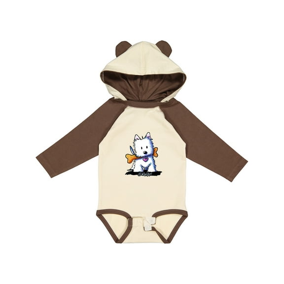 Inktastic Kiniart Westie with Bone Boys or Girls Long Sleeve Baby Bodysuit