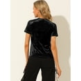 thumbnail image 5 of DARING DIVA Women's Velvet Blouse Tops Crew Neck Short Sleeve T-Shirt 3X-Large Black, 5 of 6