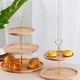 thumbnail image 5 of Fruit Plate Wood Natural Textured Simple Elegant Strong Durable Food Tray Cake Fruit Serving Tray 20+25+30cm Three Layers, 5 of 8