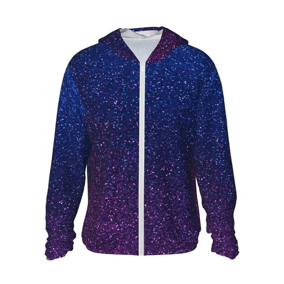Vsdgher Sweat à Capuche Adulte Imprimé Pailleté Néon pour Hommes Femmes, Manches Longues Protection Solaire Pêche pour Course Natation-Petit