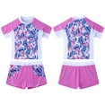 thumbnail image 1 of DPOIS Kids Girls Rashguard Tankini Swimsuit Floral Short Sleeve Shirt with Boyshorts Pink 16, 1 of 7