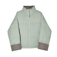 thumbnail image 3 of ZHUGeLI Women's Baggy Puffer Short Jacket Winter Full Zipper Cropped Down Coat Teen Girls Lightweight Quilted Jacket Outwear, 3 of 3