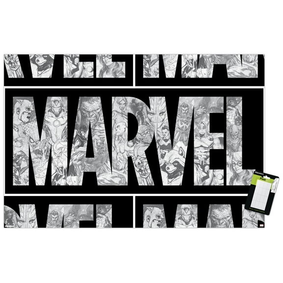 Marvel Sketch - Marvel Logo Wall Poster, 22.375" x 34"