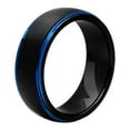 thumbnail image 2 of Tungsten Rings for Men Wedding Bands for Him Womens Wedding Bands for Her 8mm Black Brushed Blue Stripe, 2 of 6