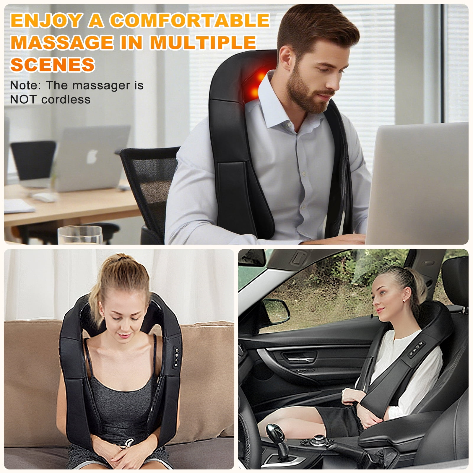 Neck and Shoulder Massager with Heat, Shiatsu Pillow Deep Tissue Kneading Back Massage for Mom Dad Seniors