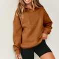 thumbnail image 6 of IROINNID Women's Fall Tops Long Sleeve Fall And Winter Solid Color Hooded Sweatshirt Loose Fit Casual Basic Comfy Hoodie,Brown, 6 of 9