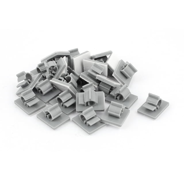Unique Bargains 25pcs 6mm-7mm Cable Wire Holder Plastic Adhesive Clips Clamps Organizer Gray