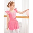 thumbnail image 3 of Arshiner Girls Ruffle Sleeve Ballet Dance Dress Tutu Skirted Leotard | with Two Layers Sequins Asymmetrical Tulle Skirt, Soft High Stretchy Fabric, 3 of 5