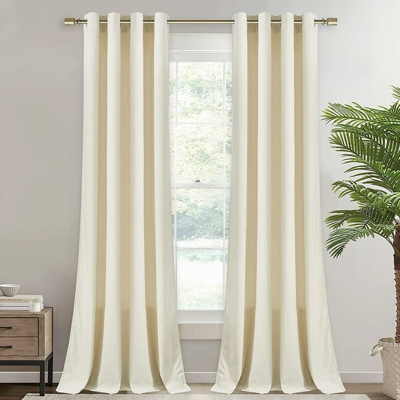 ZMLEVE Cream White Velvet Drapes - Half Blackout Extra Long Curtains for Sliding Door Thick Texture Thermal Privacy Grommet Curtains for Hotel Hospital Room Divider Used, Ivory, W52 x L108, 2 Panels