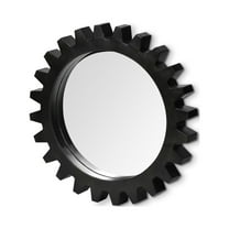Mercana Alloy Cog 26" Round Metal Decorative Wall Mirror in Black