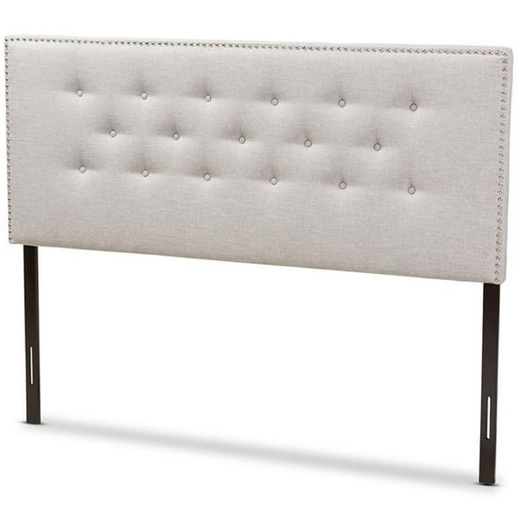Bowery Hill Modern Fabric Tufted Queen Panel Headboard in Grayish Beige