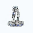 thumbnail image 3 of Ringheart Couple Rings His Her Wedding Ring Sets Matching Rings White Gold Plated Blue CZ Ring Titanium Men Ring, 3 of 7