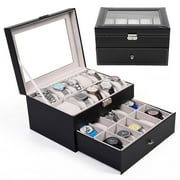 20 Grid Slot PU Leather Watch Box Display Case Organizer Jewelry Storage