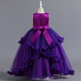 thumbnail image 4 of Girls Dresses Flower Girl Dress Toddler Sleeveless Tulle Dress Girl Party Dress Kids Purple Dress for Girls Toddler Ball Gowns Girls Birthday Party Dress 4-5 Years, 4 of 4