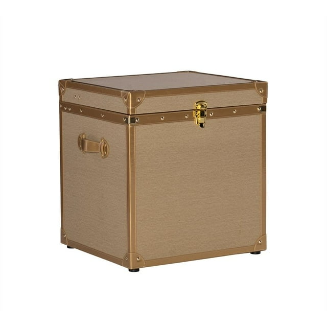 Linon Table de Rangement en Bois Amie en Lin et Or