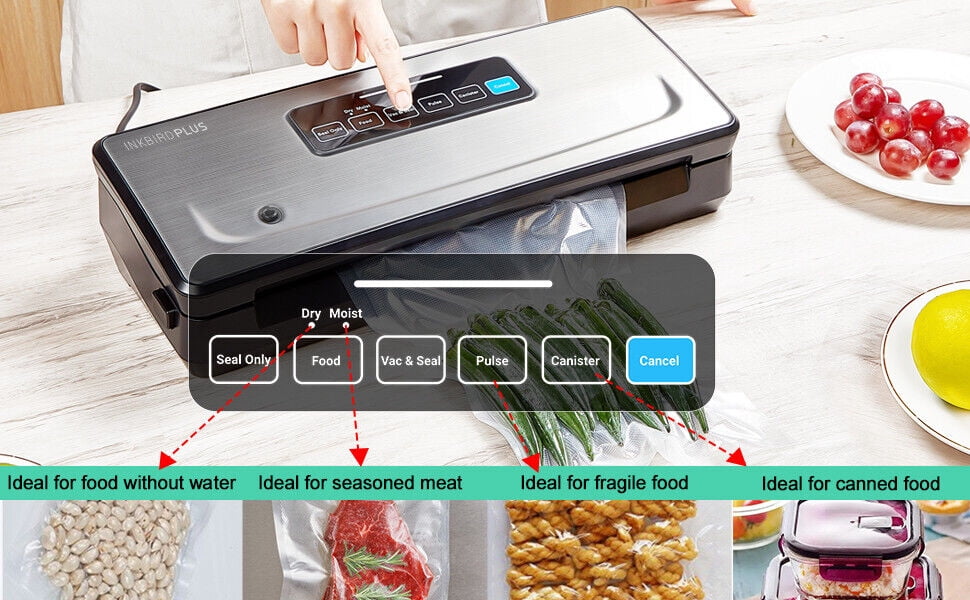 INKBIRD Dry/Moist/Pulse/Canister Modes Vacuum Packing Machines Ziploc Vacuum  Sealer Food Preservation Kitchen Cooking Appliances