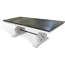 Pemberly Row Modern 96" Wood Trestle Table in White/Dark Brown