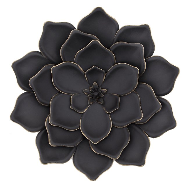 Sagebrook Home Metal 20" Multi-Layer Flower Wall Deco, Black