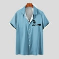 thumbnail image 4 of WREESH Men's Printed Button Down Shirts Short Sleeve Turndown Collar Tops with a Comfortable Fit and Pattern Light Blue, 4 of 5