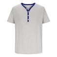 thumbnail image 4 of ylioge Mens T-Shirts Button V Neck Short Sleeve Tshirts Shirts Loose Pullover Ribbed Solid Color Comfort Casual Basic Office Work Tees Tops, 4 of 6