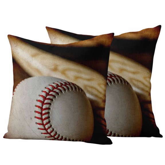 Vintage Baseball Outdoor Waterproof Pillow Covers, Classic Sport Retro Art Wooden Decorative Square Throw Pillowcase Sofa Cushion Sham for Patio/Couch/Chair, 24"x24" 2 Pack